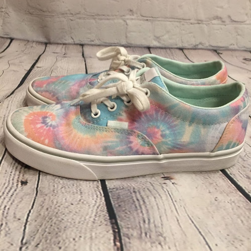 VANS Off The Wall Tie Dye Skate Shoes Low Sneakers Women's 8 Lace Up Pastel